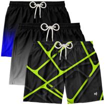 Kit 3 Bermuda Masculina Short Praia Estampado Surf Boardshort Verão Moda Estilosa Fitness