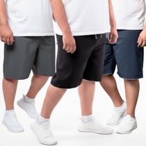 Kit 3 Bermuda Plus Size Basica Popular Tactel Detalhe na Barra