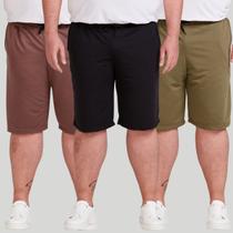 Kit 3 Bermuda Plus Size Masculina Moletinho Kit 3 Bermuda Plus Size Masculina Moletinho