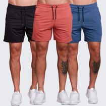 KIT 3 Bermuda Short Masculina Moletinho Casual Adulto