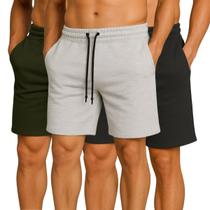 Kit 3 Bermuda Short Moletom Básica Masculino Casual Treino Kit 3 Bermuda Short Moletom Básica Masculino Casual Treino