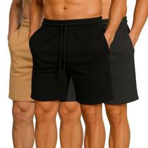 Kit 3 Bermuda Short Moletom Básica Masculino Casual Treino
