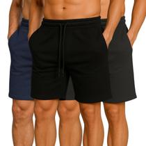 Kit 3 Bermuda Short Moletom Básica Masculino Casual Treino