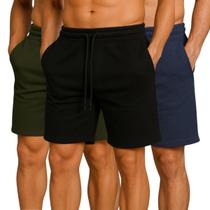Kit 3 Bermuda Short Moletom Básica Masculino Casual Treino