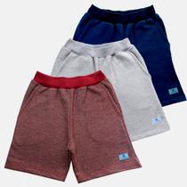 Kit 3 Bermuda Short Moletom moletinho bebê Manabana 1 2 3