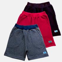 Kit 3 Bermuda Short Moletom moletinho Juvenil Manabana 12 ao 16