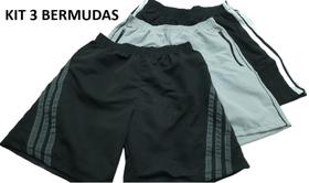 kit 3 Bermuda Shorts Maculino 38 ao 44 Tactel, Academia, Lazer, Treino, Esporte