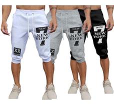 Kit 3 Bermuda Skinny Masculina Jogger Moletom New York