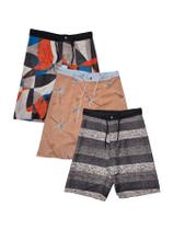 Kit 3 Bermuda Surf Tactel C/Bolso Traseiro Estampas Sortidas