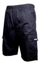 Kit 3 Bermudas Brim Extra Plus Size Tamanho Grande Sarja Elástico Cordão Cargo Masculino Mecânico