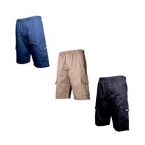 Kit 3 Bermudas Brim Extra Plus Size Tamanho Grande Sarja Elástico Cordão Cargo Masculino Mecânico Kit 3 Bermudas Brim Extra Plus Size Tamanho Grande Sarja Elástico Cordão Cargo Masculino Mecânico
