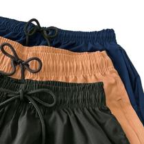 Kit 3 bermudas de praia em tactel com elastano