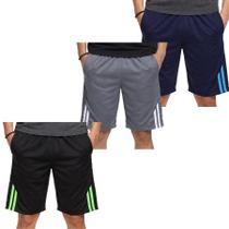 Kit 3 Bermudas em Helanca Esporte Futebol Academia Cor:SortidoTamanho:PGênero:Masculino