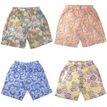 Kit 3 Bermudas Femininas Senhora Malha Estampado Cós Alto