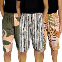 Kit 3 Bermudas Femininas Soltinhas Elástico Estampas Sortidas Viscolycra Pp ao Plus Size Kit 3 Bermudas Femininas Soltinhas Elástico Estampas Sortidas Viscolycra Pp ao Plus Size