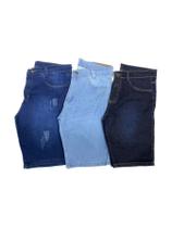 Kit 3 Bermudas Jeans Com Lycra - Variadas Direto Da Fábrica - JEANS WEAR