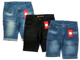 kit 3 bermudas jeans masculina infantil meninos com lycra Tam 10 12 14 e 16 anos