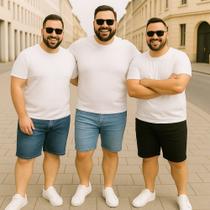 Kit 3 Bermudas JEANS MASCULINA LISA Plus Size Grande Tamanho 44 46 48 Básica Reforçada 1101