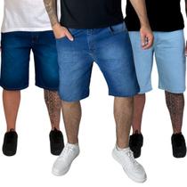 Kit 3 Bermudas Jeans Masculina Plus Size Slim Lycra 48 ao 58