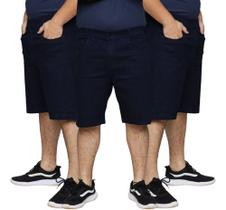 Kit 3 Bermudas Jeans Masculina Tradicional Algodão Plus Size Premium