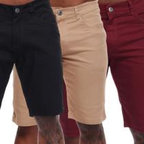 Kit 3 Bermudas Jeans Masculino Sarja Skinny Slim - Volgue