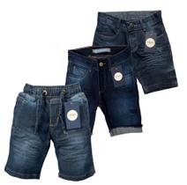 kit 3 bermudas jeans menino infantil masculino com elastano tam 4 6 e 8 anos - Cool kids