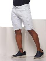 Kit 3 Bermudas Jeans Slim Masculina Rasgada