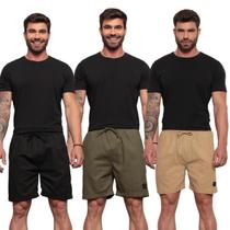 Kit 3 Bermudas Masculina Casual Treino Passeio Short Dia a Dia Verão Confortável