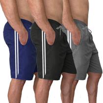 Kit 3 Bermudas Masculina Tactel Bolsos Academia Praia Corrida