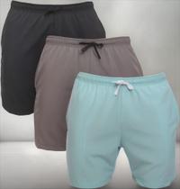 Kit 3 Bermudas Masculina Tactel Corrida Academia Treino