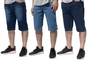 Kit 3 Bermudas Masculinas Jeans Com Lycra Qualidade Prime - Almix