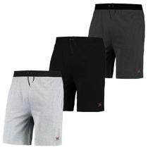 Kit 3 Bermudas Masculinas Moletom Básica Dia a Dia Lisa Leve