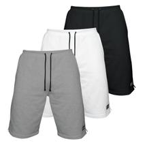 Kit 3 Bermudas Moletom Masculina com 3 Bolsos Fenda Lateral Short Básico Casual Treino