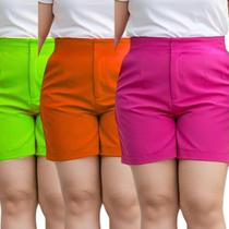 Kit 3 Bermudas Plus Size Confortável e Versátil Com Zíper