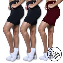 Kit 3 Bermudas Plus Size Heide Ribeiro Basic Suplex Academia