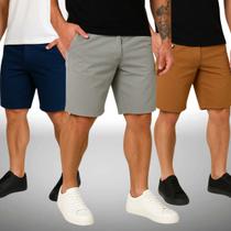 Kit 3 Bermudas Sarja Brim Masculina 36 Ao 46