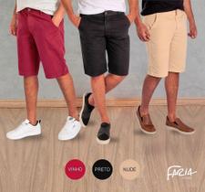 Kit 3 bermudas sarja brim masculina premium