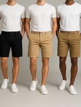 Kit 3 Bermudas Sarja Masculina Alfaiataria Chino Corte Faca Mauricinho Muitas cores