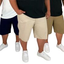 Kit 3 Bermudas Sarja Masculina Plus Size 60 ao 66 Extra G