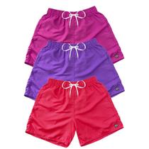Kit 3 Bermudas Short Praia Neon Mauricinho Verão Cordão 018
