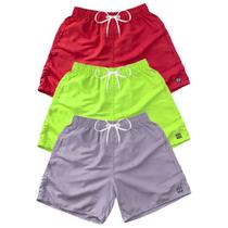 Kit 3 Bermudas Short Praia Neon Mauricinho Verão Cordão 022
