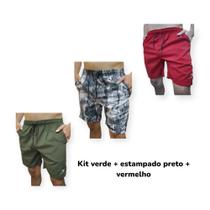 Kit 3 bermudas shorts masculino poliéster com elastano bolsos laterais Kit 3 bermudas shorts masculino poliéster com elastano bolsos laterais