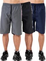 Kit 3 Bermudas Tactel Lisa Masculina Básica