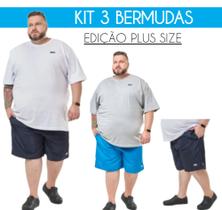 Kit 3 Bermudas Tactel Plus Size Esporte C/elástico Masculina Favorito