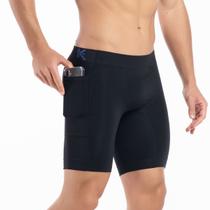 Kit 3 bermudas térmica masculina com bolso corrida treino academia