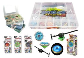 Kit 3 Beyblade Pião de Luz Led 3 Lançador + Maleta Bey blade