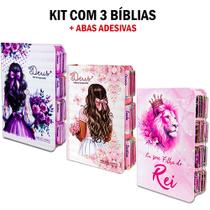Kit 3 Bíblia Sagrada Evangélica Com Índice Abas Adesivas - C/ Harpa Filha do rei - REI DAS BIBLIAS Kit 3 Bíblia Sagrada Evangélica Com Índice Abas Adesivas - C/ Harpa Filha do rei - REI DAS BIBLIAS