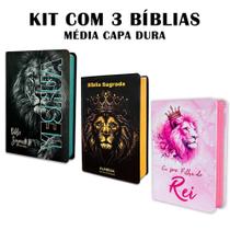 Kit 3 Bíblias Letra Grande luxo com Harpa - Edição de Promessas Kit 3 Bíblias Letra Grande luxo com Harpa - Edição de Promessas