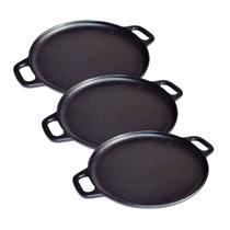 Kit 3 Bifeteira Ferro Fundido Lisa Redonda Alça Ferro 30Cm Kit 3 Bifeteira Ferro Fundido Lisa Redonda Alça Ferro 30Cm