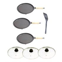 Kit 3 Bifeteiras Antiaderente Redonda Tv 23Cm E Espátula